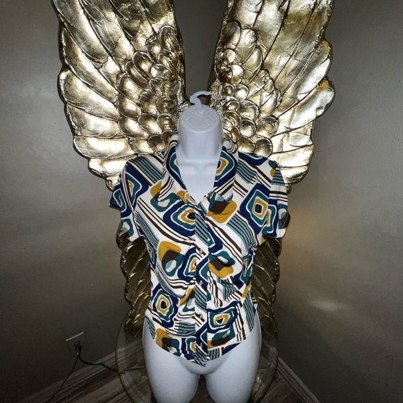 L.I.F.E. Love Is For Eternity 90s Y2K Retro Swirl Print Blouse Top Size M - Picture 5 of 12